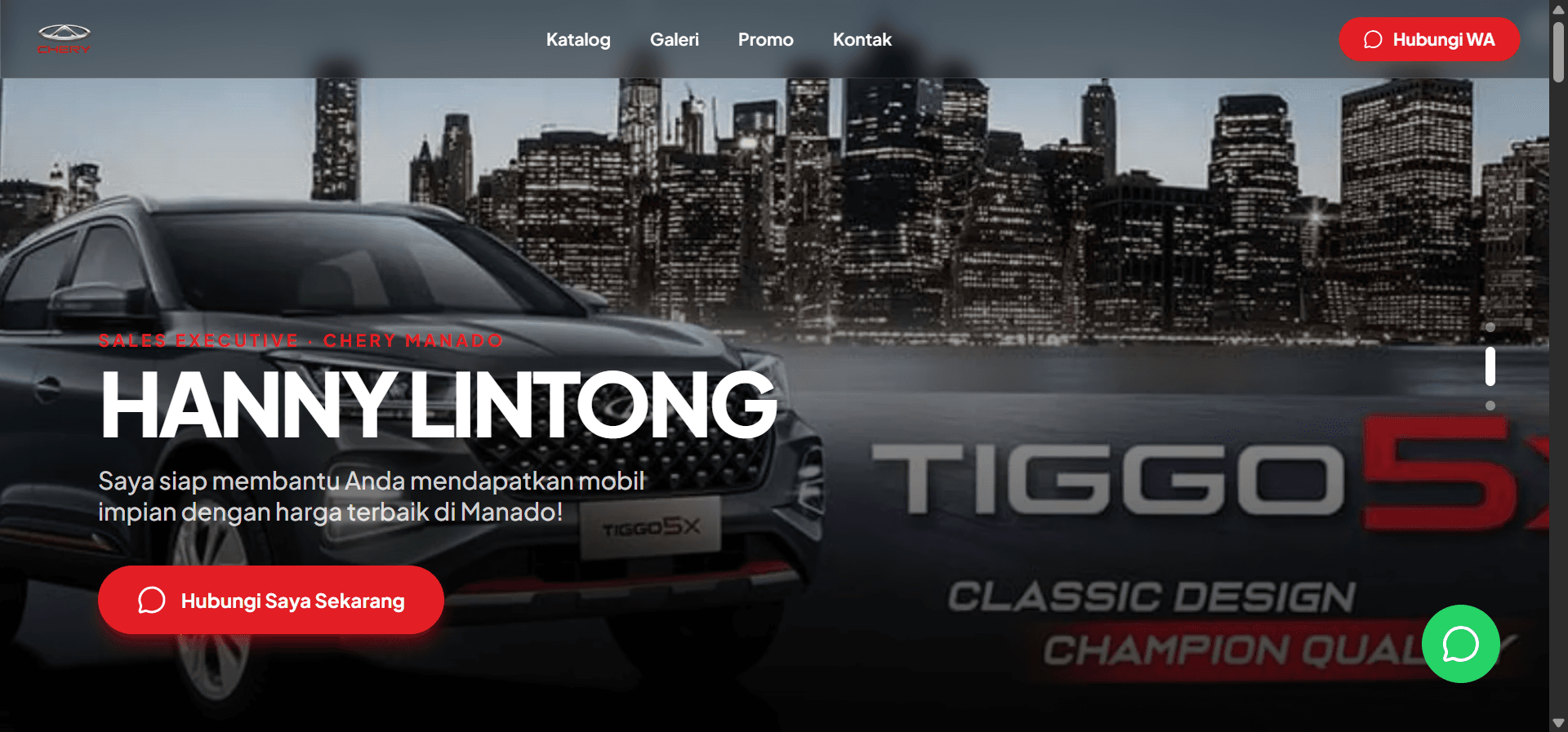 Chery Manado Sales — Personal Branding & Katalog Mobil